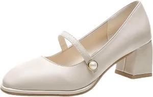 Mary Jane Shoes Women Block Heel Dress Shoes Casual Closed Toe Pumps Chunky Mary Janes Heels Elegant Office Loafers
