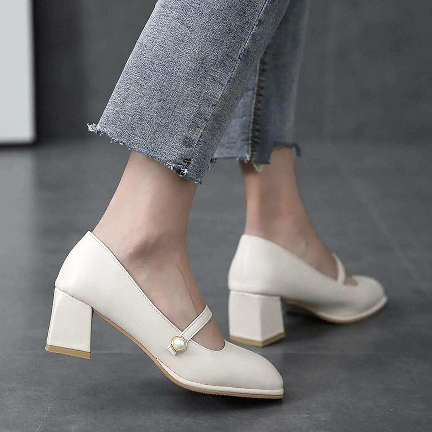Mary Jane Shoes Women Block Heel Dress Shoes Casual Closed Toe Pumps Chunky Mary Janes Heels Elegant Office Loafers