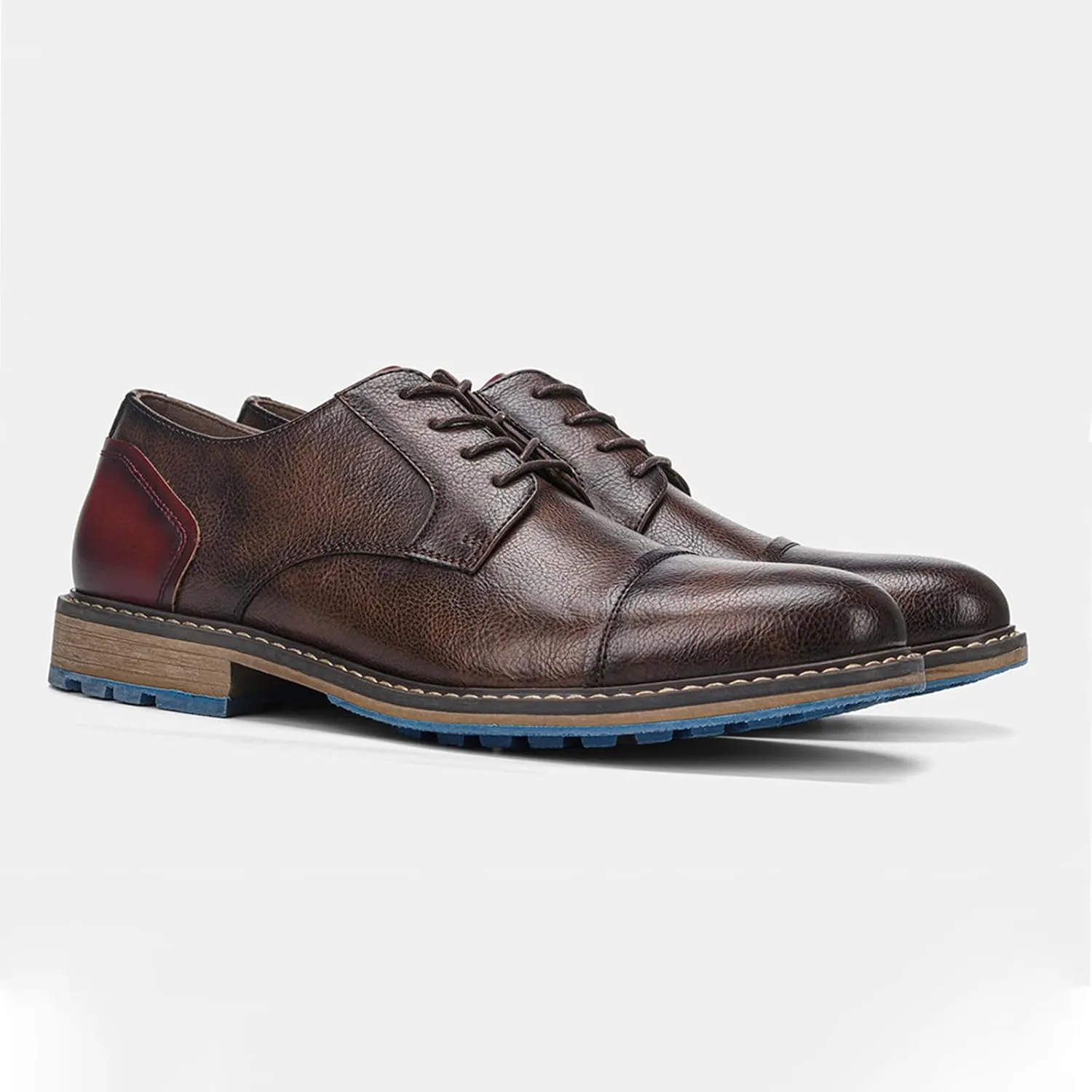 Men Leather Wingtip Oxfords Orthopedic Dress Shoes Casual Classic Comfortable Non Slip Business Office Loafers Derby Shoes