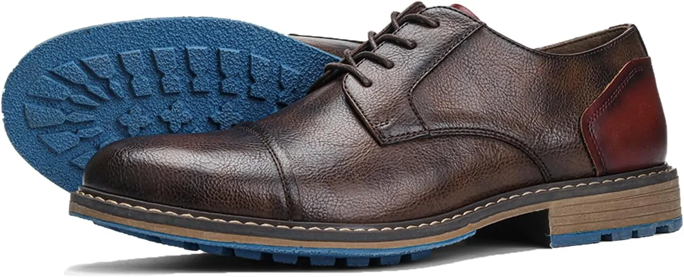 Men Leather Wingtip Oxfords Orthopedic Dress Shoes Casual Classic Comfortable Non Slip Business Office Loafers Derby Shoes