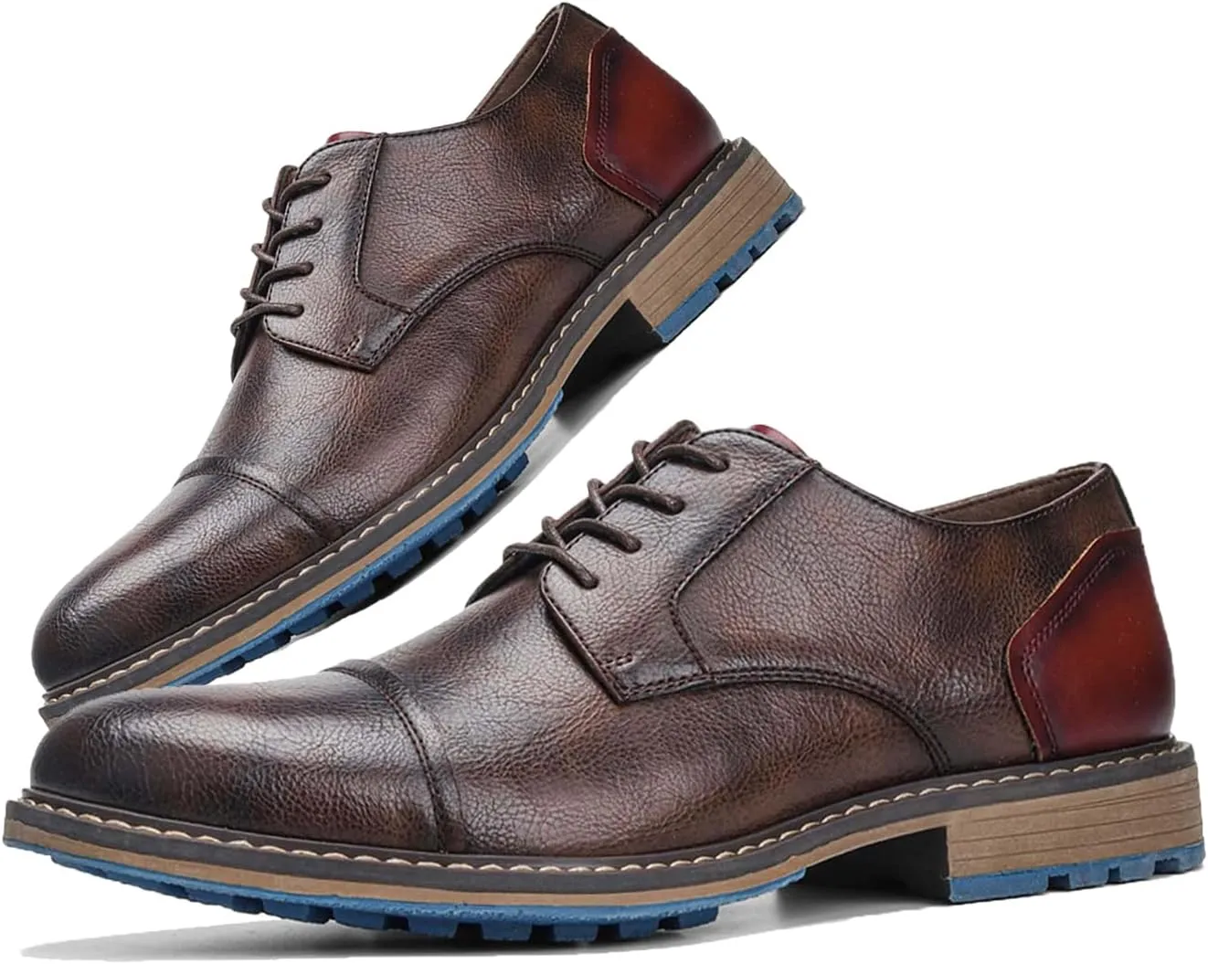 Men Leather Wingtip Oxfords Orthopedic Dress Shoes Casual Classic Comfortable Non Slip Business Office Loafers Derby Shoes