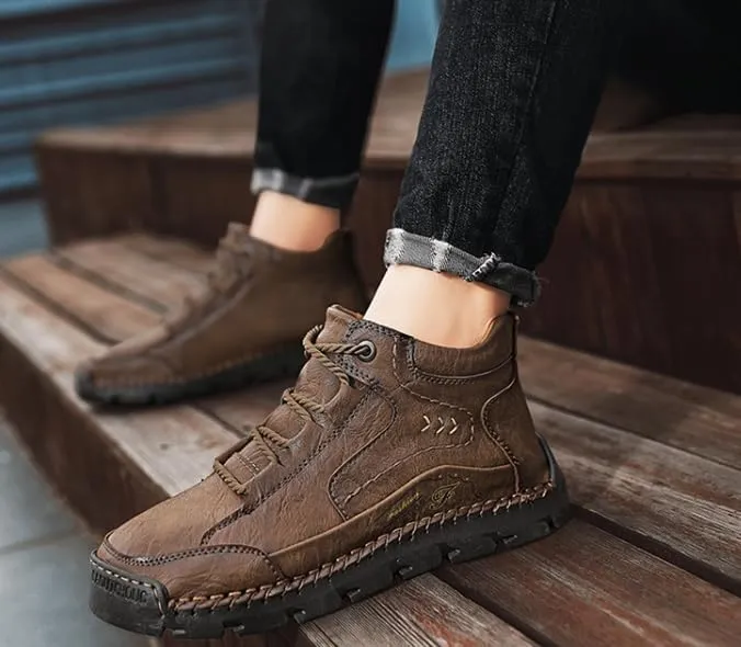 Men's Breathable Non-slip Casual Trainers for Outdoor Hiking in A Lightweight Mid-top Ankle Boot Walking Shoes