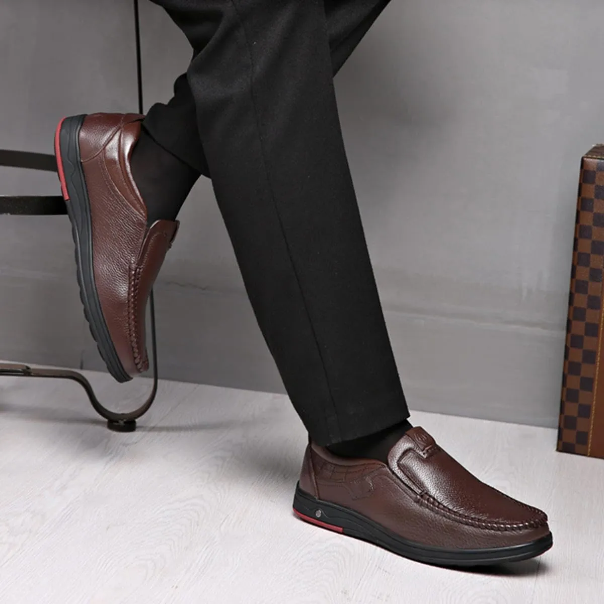 Mens Business Dress Shoes,Comfortable Relaxed Fit Slip On Driving Shoes,Lightweight Casual Leather Loafers with Arch Support