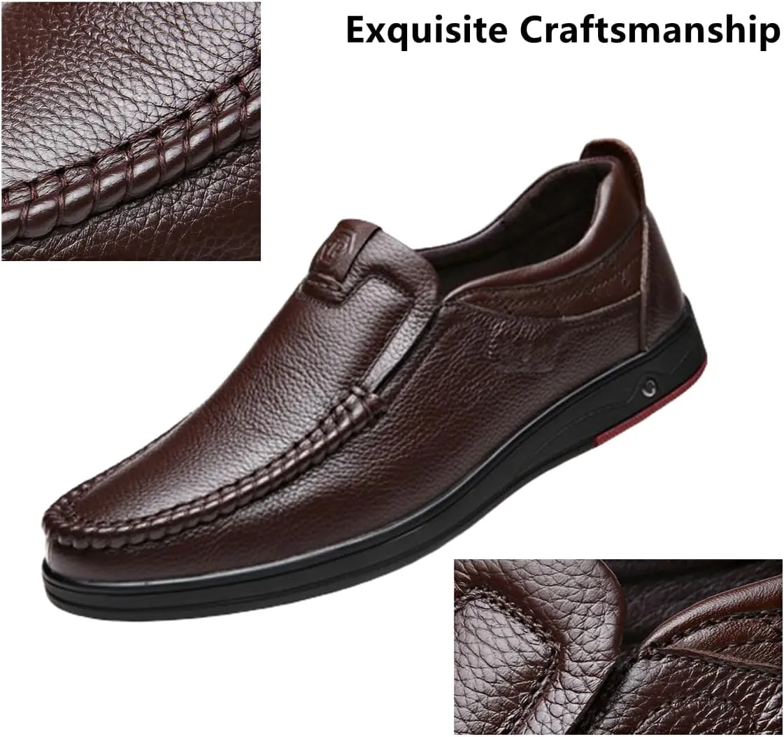 Mens Business Dress Shoes,Comfortable Relaxed Fit Slip On Driving Shoes,Lightweight Casual Leather Loafers with Arch Support