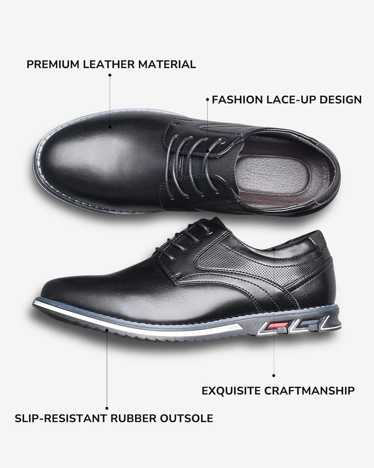 Men’s Dress Shoes Casual Business Oxford Derby Orthopedic Leather Shoes Comfortable Walking Shoes Office Loafers Work Flats Men's Shoes