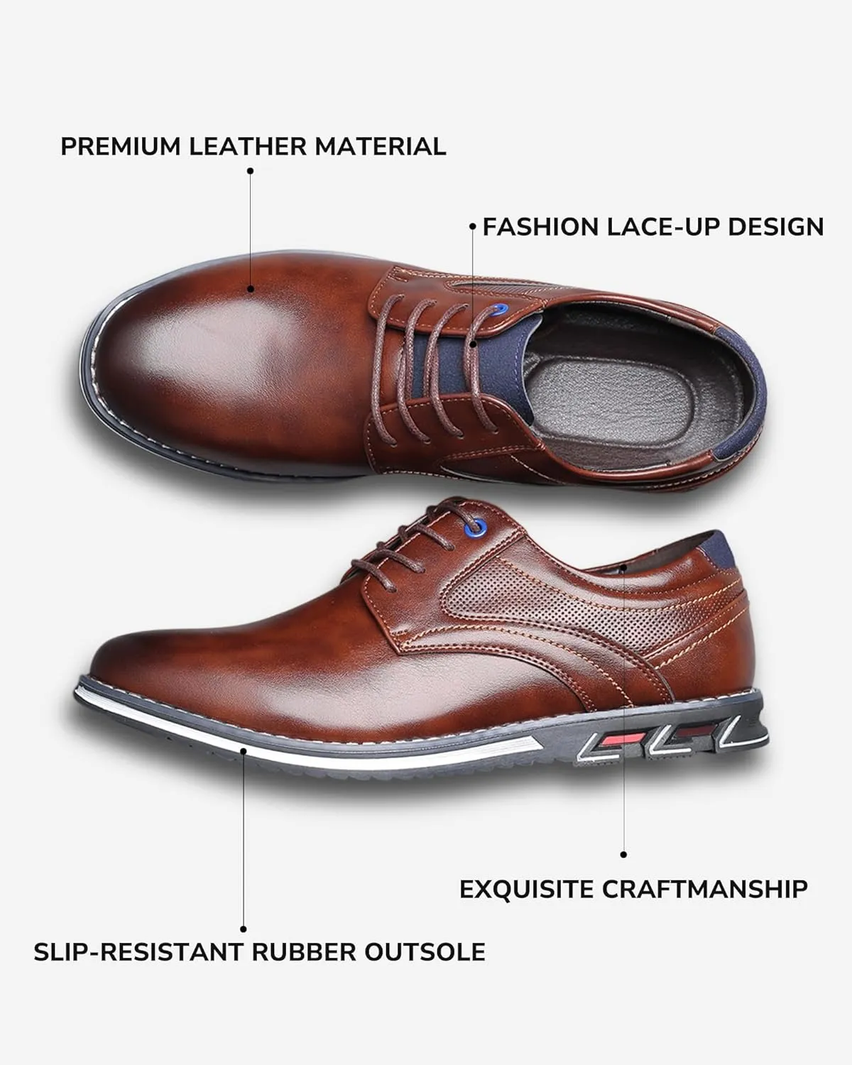 Men’s Dress Shoes Casual Business Oxford Derby Orthopedic Leather Shoes Comfortable Walking Shoes Office Loafers Work Flats Men's Shoes