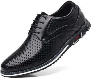 Men’s Dress Shoes Casual Oxford Derby Orthopedic Leather Shoes Breathable Walking Shoes Summer Business Office Loafers Work Flats