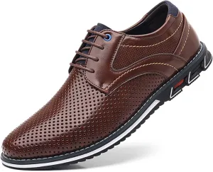 Men’s Dress Shoes Casual Oxford Derby Orthopedic Leather Shoes Breathable Walking Shoes Summer Business Office Loafers Work Flats