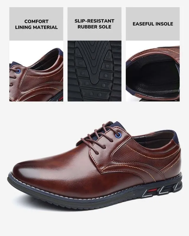Men’s Dress Shoes Casual Oxford Leather Shoes No-Strip Comfortable Derby Orthopedic Sneakers Business Office Loafers
