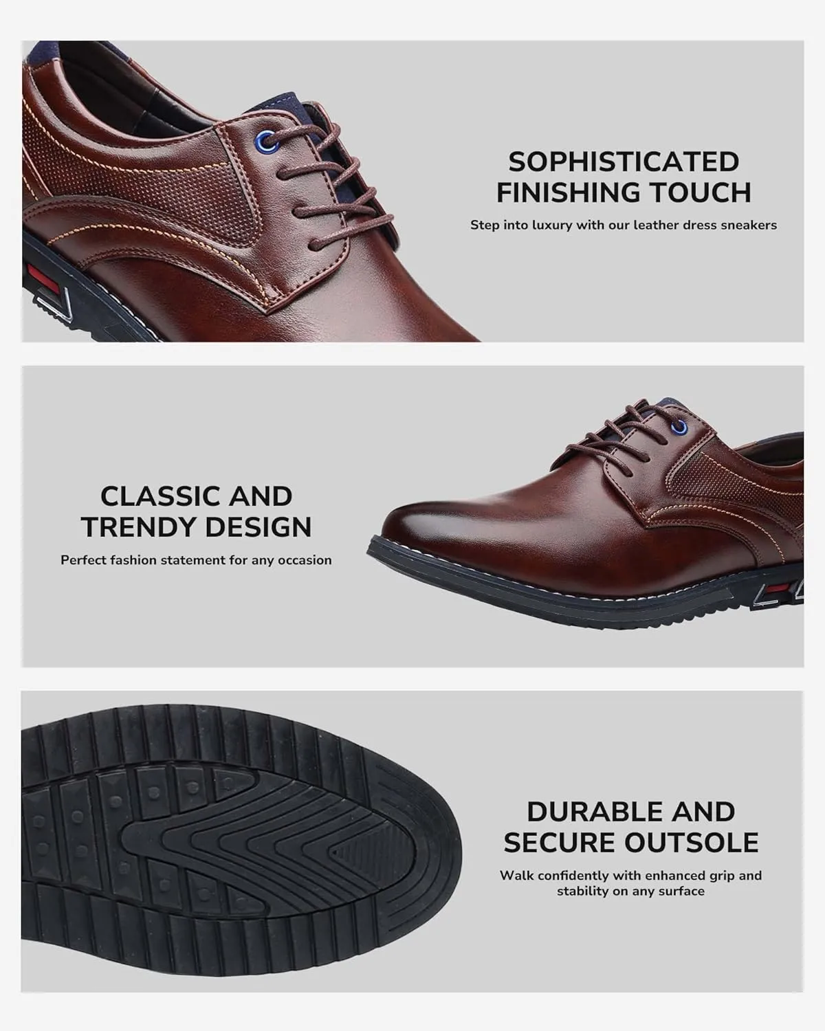 Men’s Dress Shoes No-Stripe Casual Business Oxford Derby Orthopedic Leather Shoes Comfortable Walking Shoes Office Loafers Work Flats
