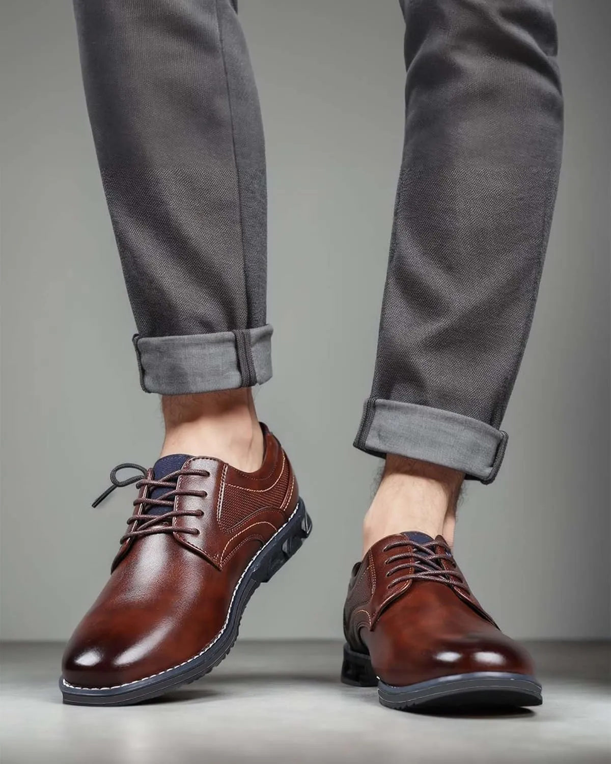 Men’s Dress Shoes No-Stripe Casual Business Oxford Derby Orthopedic Leather Shoes Comfortable Walking Shoes Office Loafers Work Flats