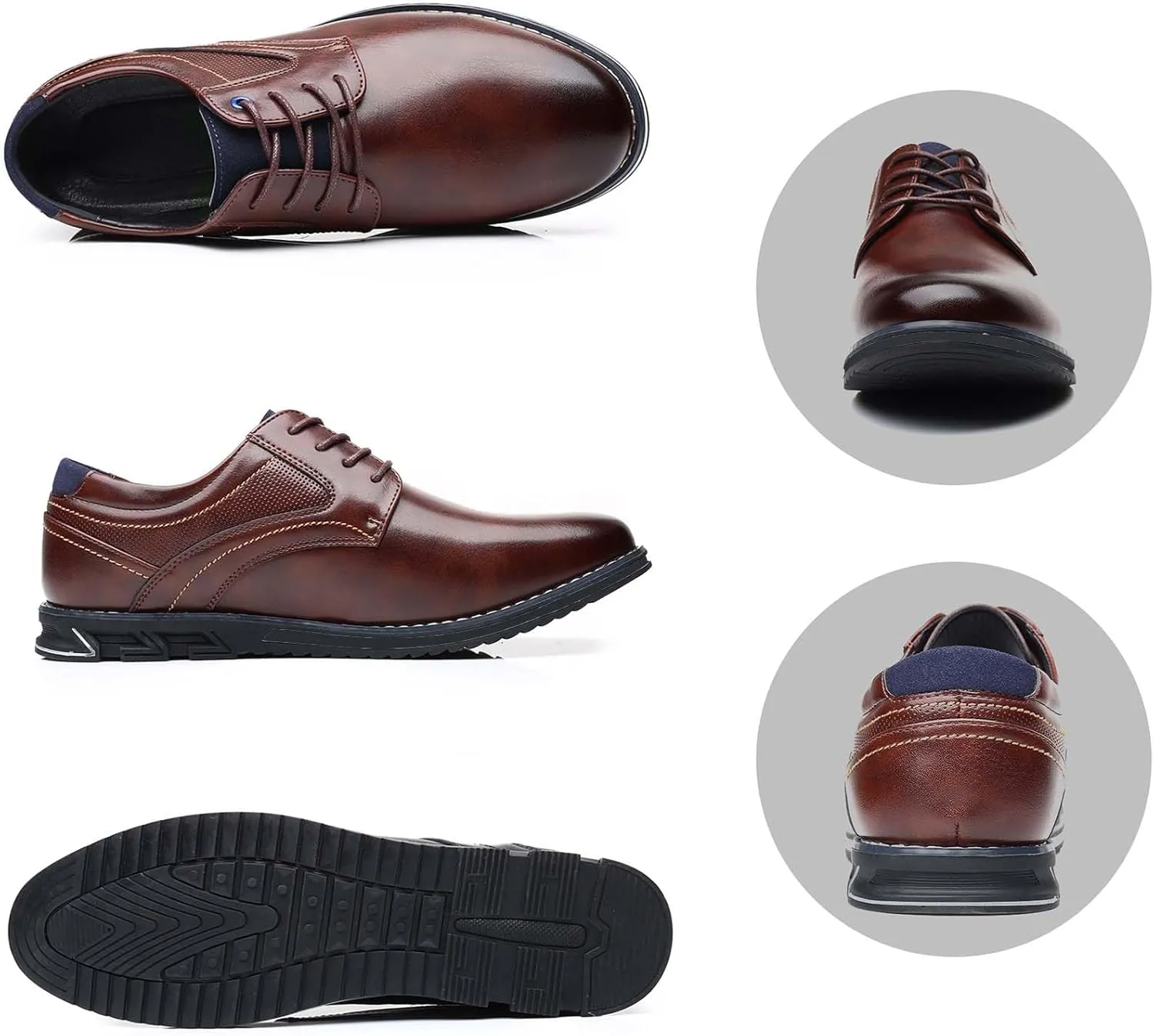 Men’s Dress Shoes No-Stripe Casual Business Oxford Derby Orthopedic Leather Shoes Comfortable Walking Shoes Office Loafers Work Flats