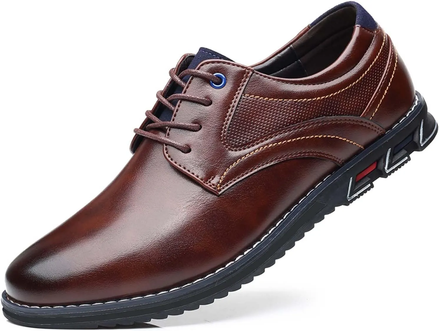Men’s Dress Shoes No-Stripe Casual Business Oxford Derby Orthopedic Leather Shoes Comfortable Walking Shoes Office Loafers Work Flats