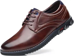 Men’s Dress Shoes No-Stripe Casual Business Oxford Derby Orthopedic Leather Shoes Comfortable Walking Shoes Office Loafers Work Flats