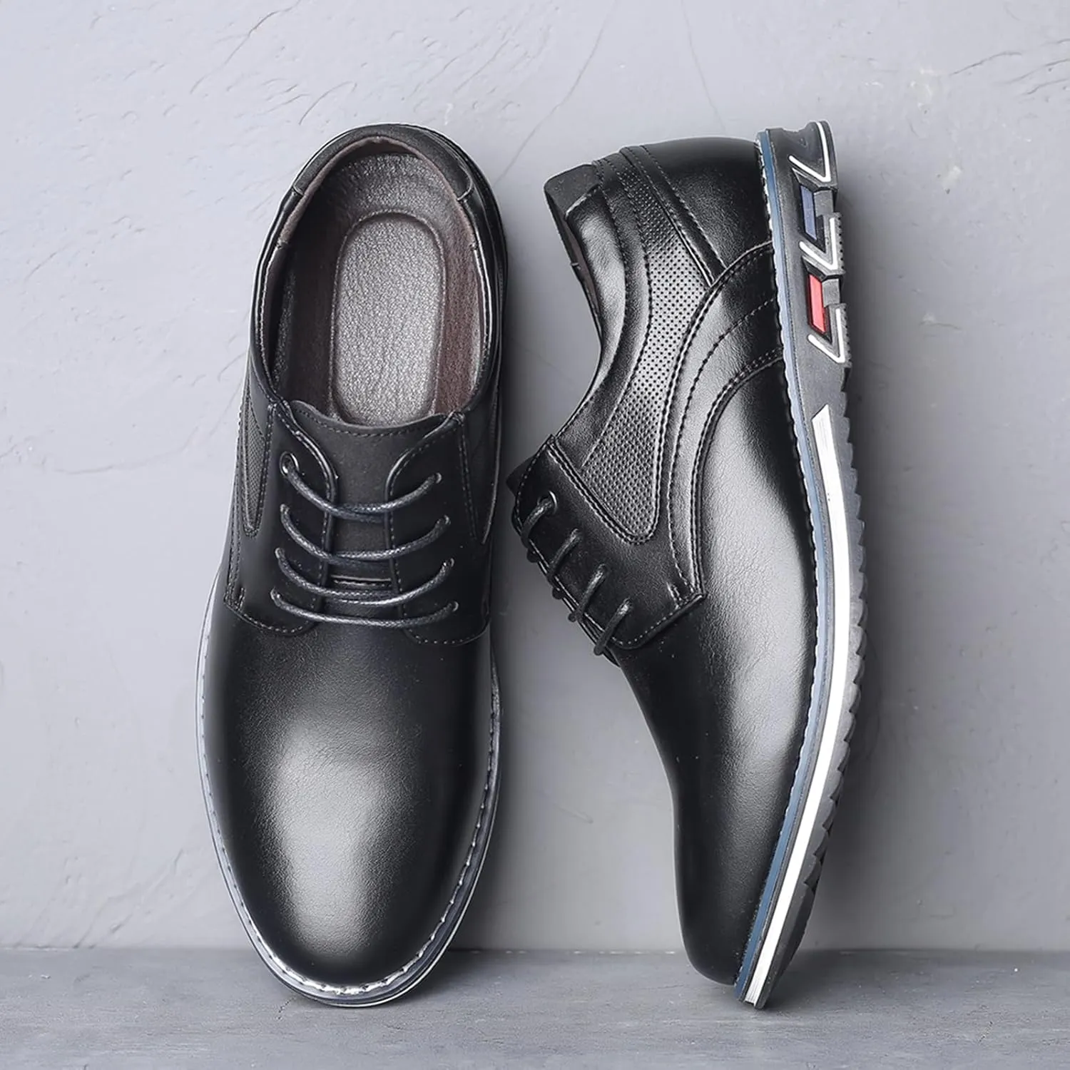 Mens Dress Shoes Pointed-Toe Lace-Up Orthopedic Oxfords Shoes Walking Flat Sneakers Work Office Loafers Driving Shoes