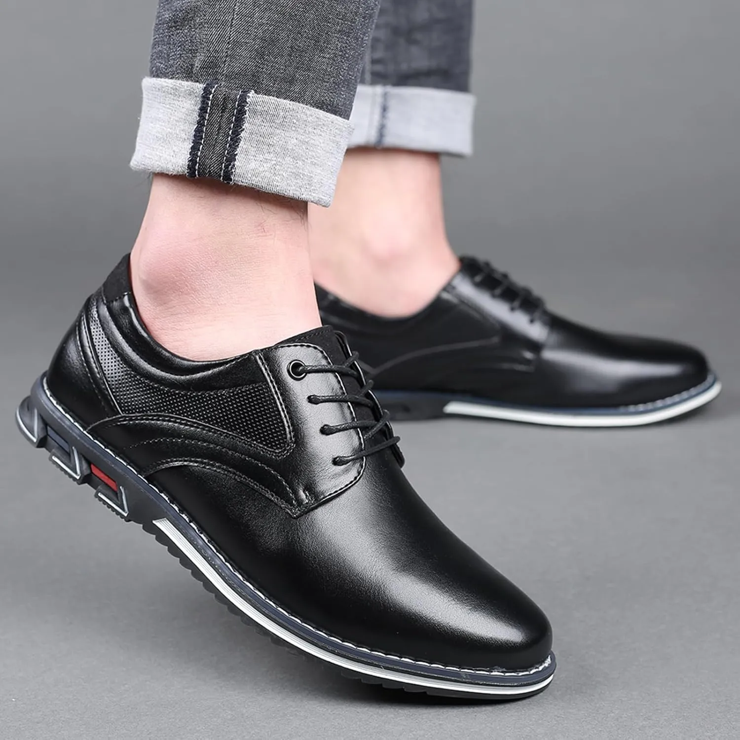 Mens Dress Shoes Pointed-Toe Lace-Up Orthopedic Oxfords Shoes Walking Flat Sneakers Work Office Loafers Driving Shoes