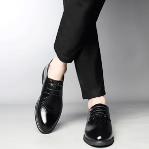 Men's Increasing Elevator Shoes Men's Invisible Height Shoes Leather Orthopedic Breathable Comfort Business Casual Style Office Loafers Flats