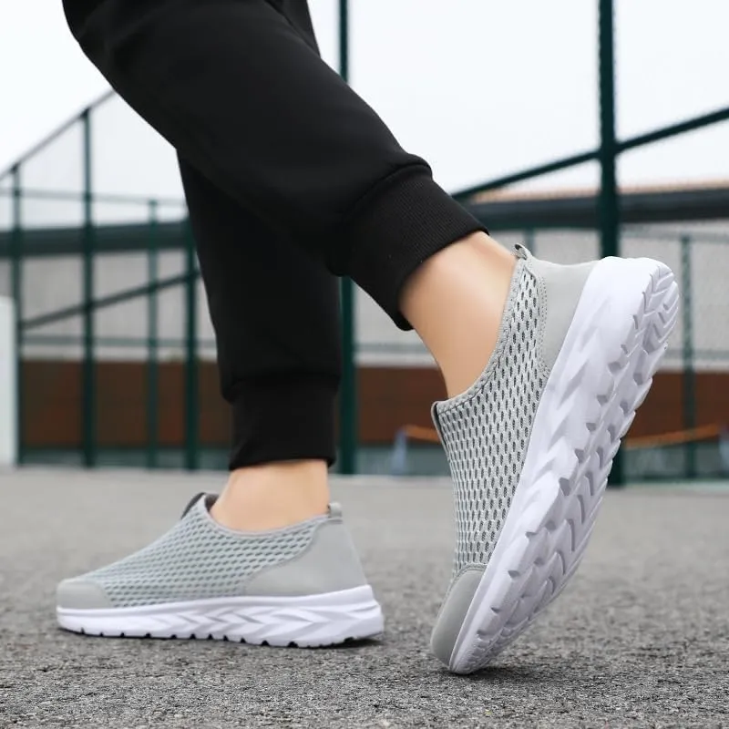 Men's Slip-on Mesh Sneakers - Casual Athletic Running - Comfy and Breathable Walking Shoes