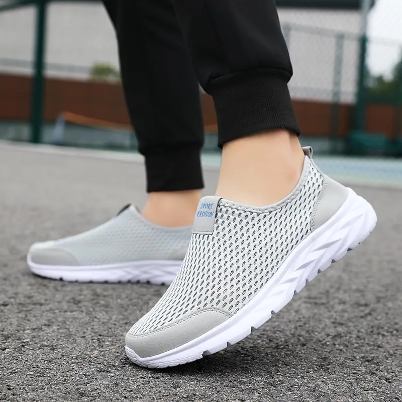 Men's Slip-on Mesh Sneakers - Casual Athletic Running - Comfy and Breathable Walking Shoes