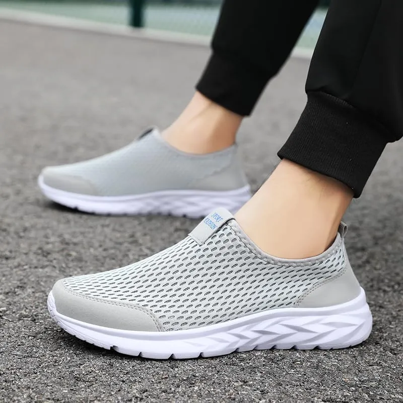 Men's Slip-on Mesh Sneakers - Casual Athletic Running - Comfy and Breathable Walking Shoes