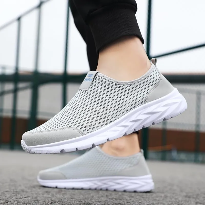 Men's Slip-on Mesh Sneakers - Casual Athletic Running - Comfy and Breathable Walking Shoes