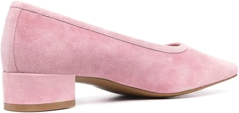 MOOMMO Comfortable Low Chunky Heel Pumps Women Square Closed Toe Slip On Suede Loafers 1.5 Inch Block Heels Pull On Office Work Penny Loafer Shoes for Ladies Dressy Comfort Elegant Spring 4-11 M US