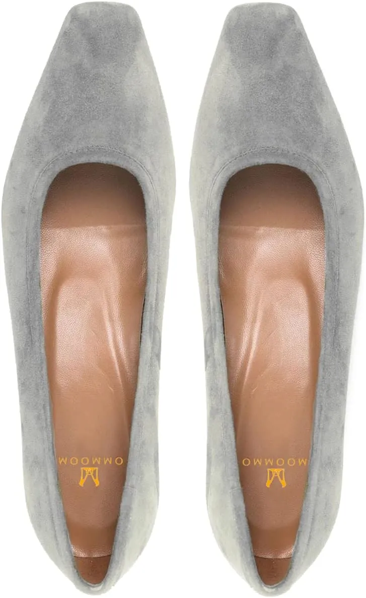 MOOMMO Comfortable Low Chunky Heel Pumps Women Square Closed Toe Slip On Suede Loafers 1.5 Inch Block Heels Pull On Office Work Penny Loafer Shoes for Ladies Dressy Comfort Elegant Spring 4-11 M US