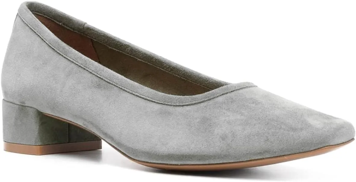 MOOMMO Comfortable Low Chunky Heel Pumps Women Square Closed Toe Slip On Suede Loafers 1.5 Inch Block Heels Pull On Office Work Penny Loafer Shoes for Ladies Dressy Comfort Elegant Spring 4-11 M US