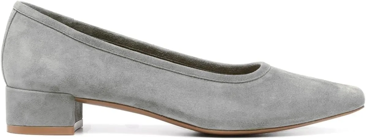MOOMMO Comfortable Low Chunky Heel Pumps Women Square Closed Toe Slip On Suede Loafers 1.5 Inch Block Heels Pull On Office Work Penny Loafer Shoes for Ladies Dressy Comfort Elegant Spring 4-11 M US