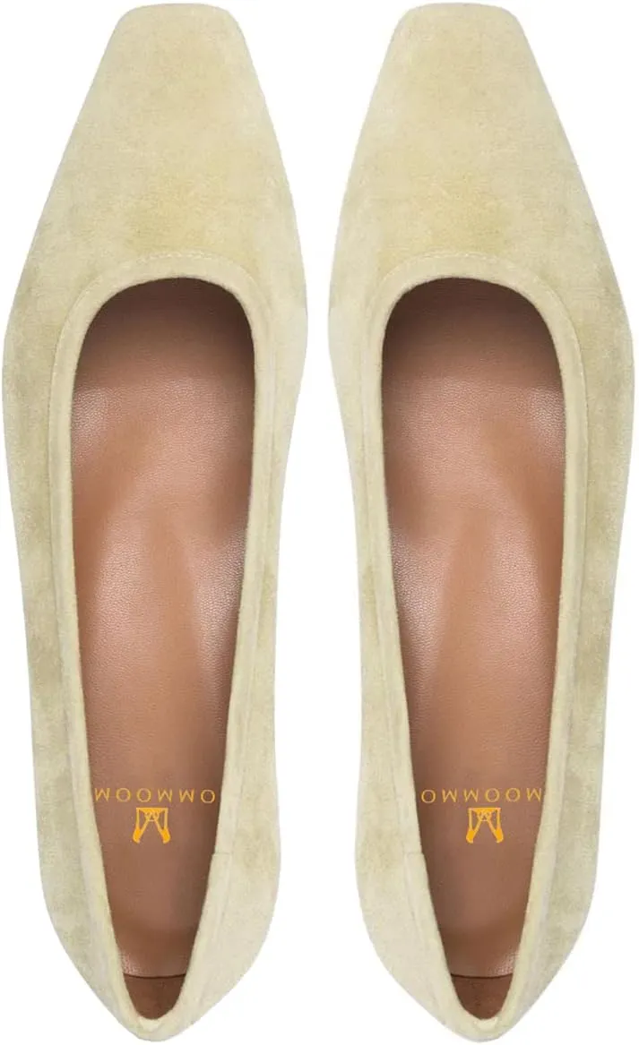 MOOMMO Comfortable Low Chunky Heel Pumps Women Square Closed Toe Slip On Suede Loafers 1.5 Inch Block Heels Pull On Office Work Penny Loafer Shoes for Ladies Dressy Comfort Elegant Spring 4-11 M US