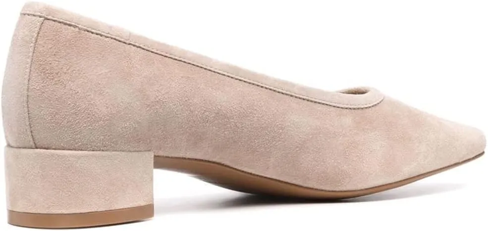 MOOMMO Comfortable Low Chunky Heel Pumps Women Square Closed Toe Slip On Suede Loafers 1.5 Inch Block Heels Pull On Office Work Penny Loafer Shoes for Ladies Dressy Comfort Elegant Spring 4-11 M US