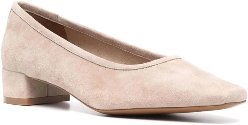 MOOMMO Comfortable Low Chunky Heel Pumps Women Square Closed Toe Slip On Suede Loafers 1.5 Inch Block Heels Pull On Office Work Penny Loafer Shoes for Ladies Dressy Comfort Elegant Spring 4-11 M US