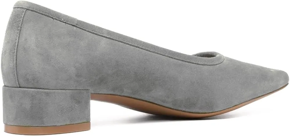 MOOMMO Comfortable Low Chunky Heel Pumps Women Square Closed Toe Slip On Suede Loafers 1.5 Inch Block Heels Pull On Office Work Penny Loafer Shoes for Ladies Dressy Comfort Elegant Spring 4-11 M US