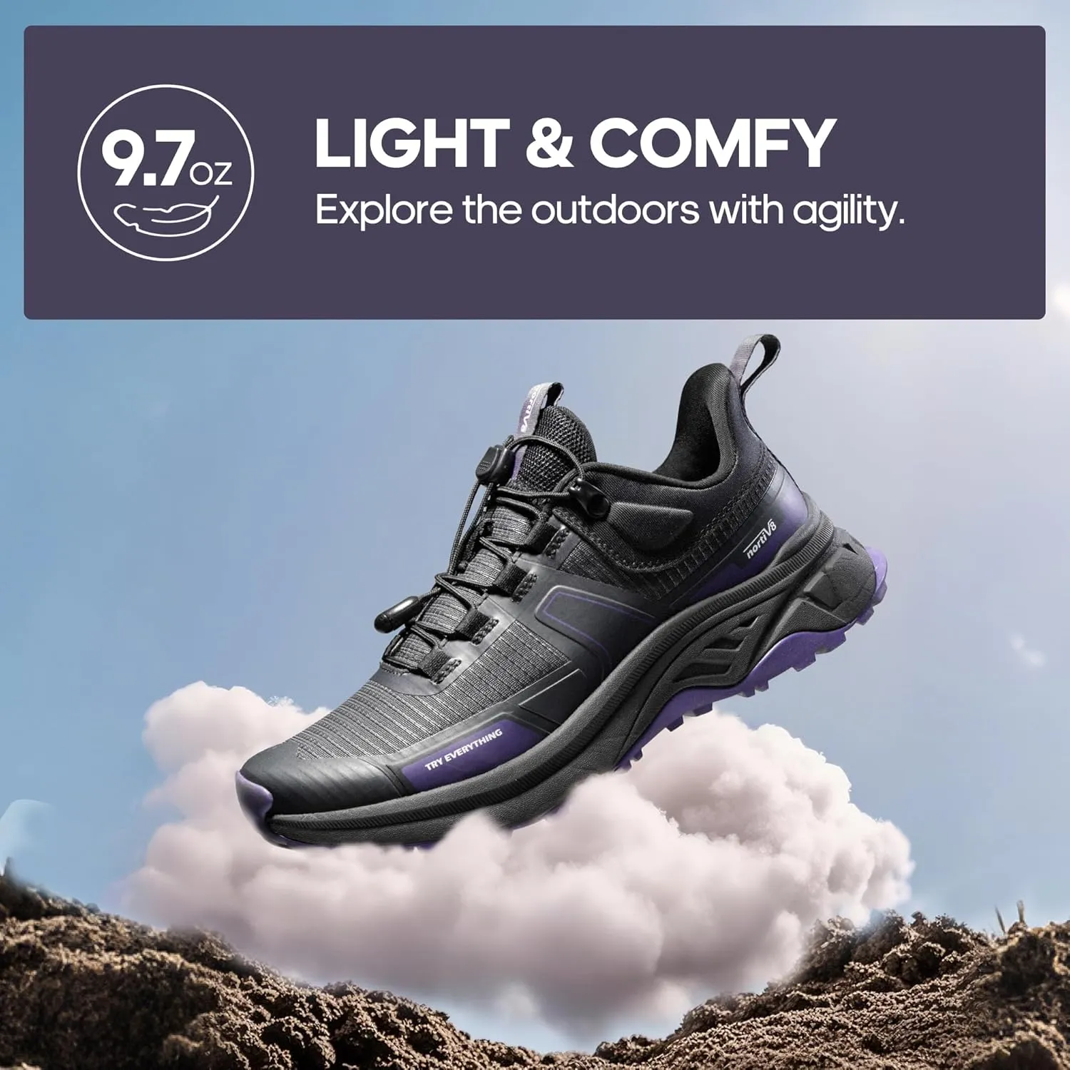 NORTIV 8 Women's Lightweight Hiking Shoes Quick Laces Outdoors Sneakers