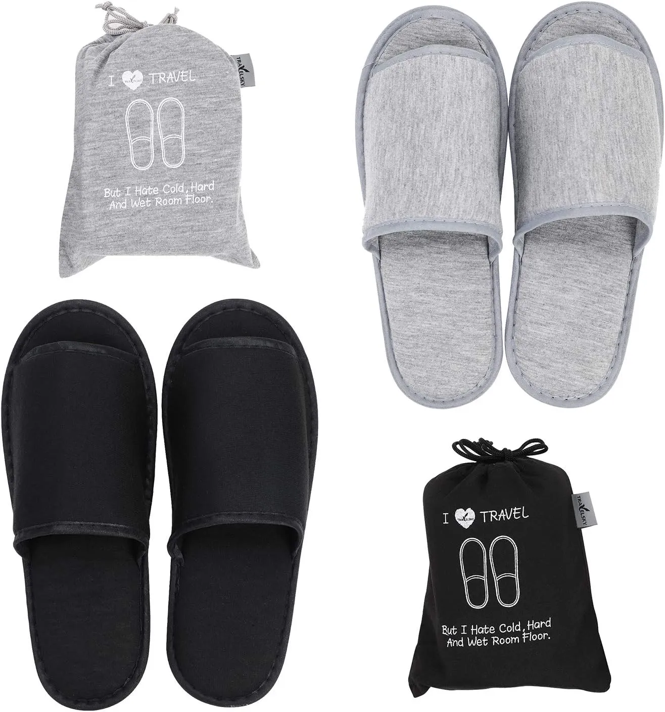 PENINSULA LOVE Portable Travel Slippers Open Toe Spa Slippers Foldable Travel Shoes Non-Slip Sandals with Bag Guest Indoor House Shoes for Men Women