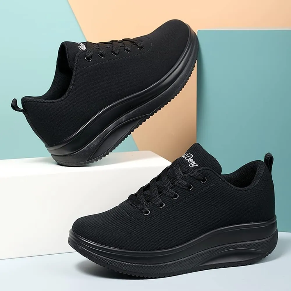 RUIDENG Platform Sneakers for Women Walking All Day | Slip Resistant Work Shoes for Women Comfortable | 2 Inch Thick Wedge Rocker Bottom