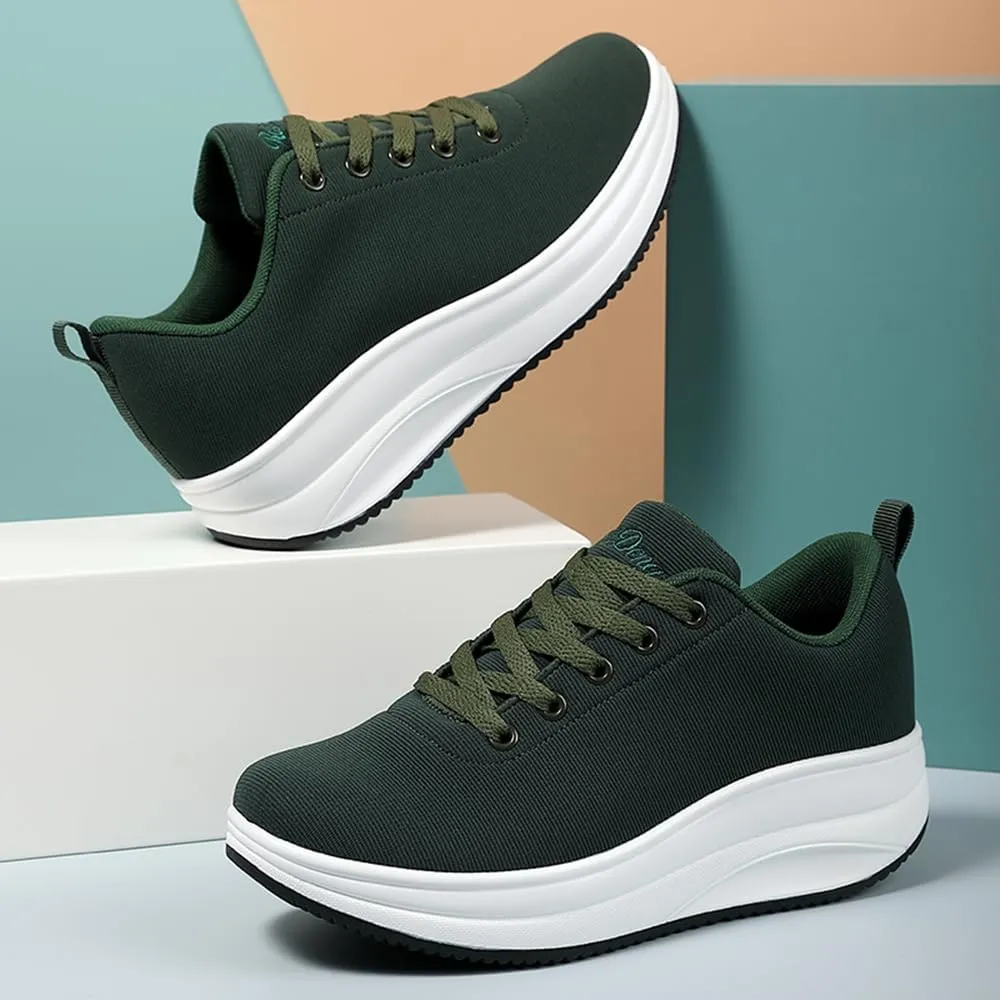 RUIDENG Platform Sneakers for Women Walking All Day | Slip Resistant Work Shoes for Women Comfortable | 2 Inch Thick Wedge Rocker Bottom