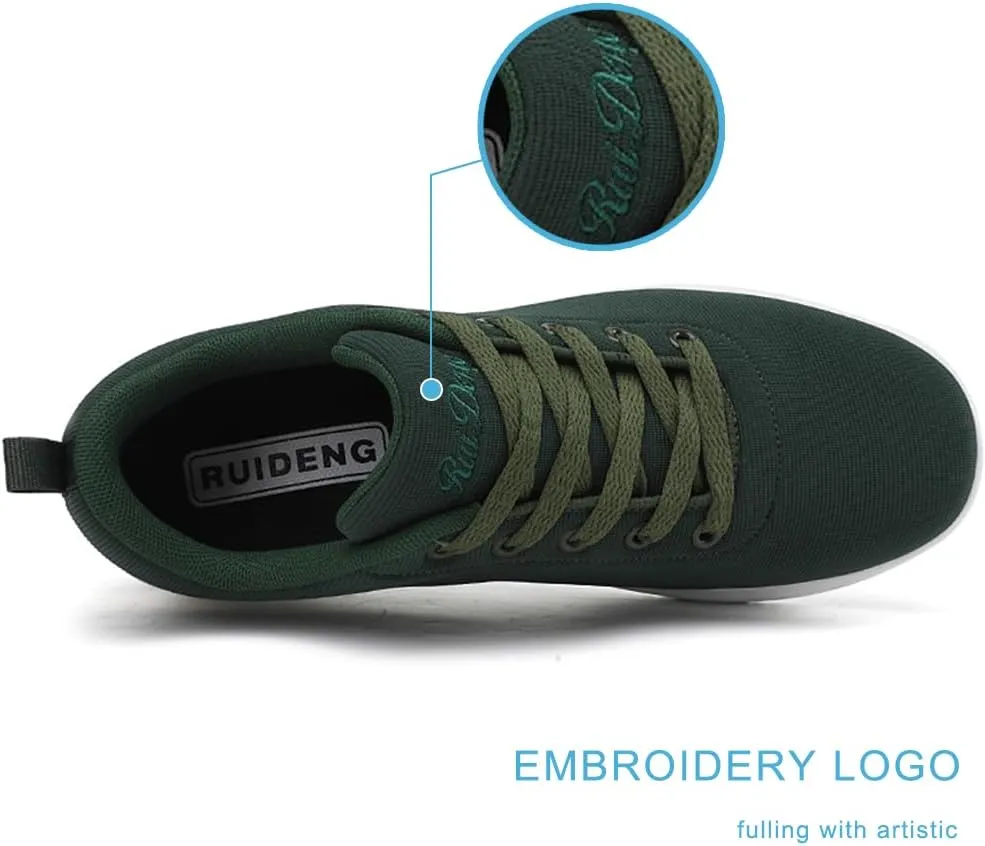 RUIDENG Platform Sneakers for Women Walking All Day | Slip Resistant Work Shoes for Women Comfortable | 2 Inch Thick Wedge Rocker Bottom