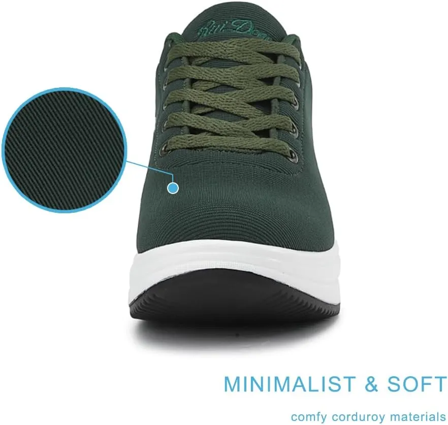 RUIDENG Platform Sneakers for Women Walking All Day | Slip Resistant Work Shoes for Women Comfortable | 2 Inch Thick Wedge Rocker Bottom