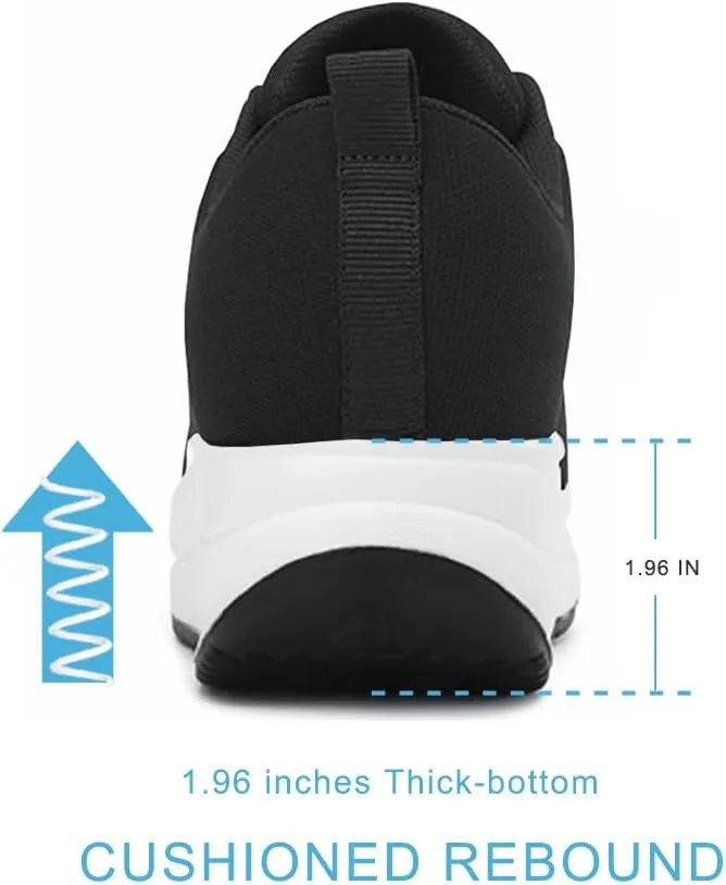 RUIDENG Platform Sneakers for Women Walking All Day | Slip Resistant Work Shoes for Women Comfortable | 2 Inch Thick Wedge Rocker Bottom