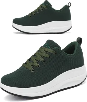 RUIDENG Platform Sneakers for Women Walking All Day | Slip Resistant Work Shoes for Women Comfortable | 2 Inch Thick Wedge Rocker Bottom