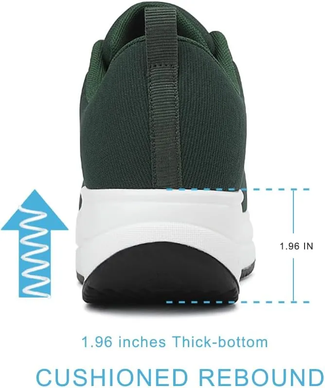 RUIDENG Platform Sneakers for Women Walking All Day | Slip Resistant Work Shoes for Women Comfortable | 2 Inch Thick Wedge Rocker Bottom