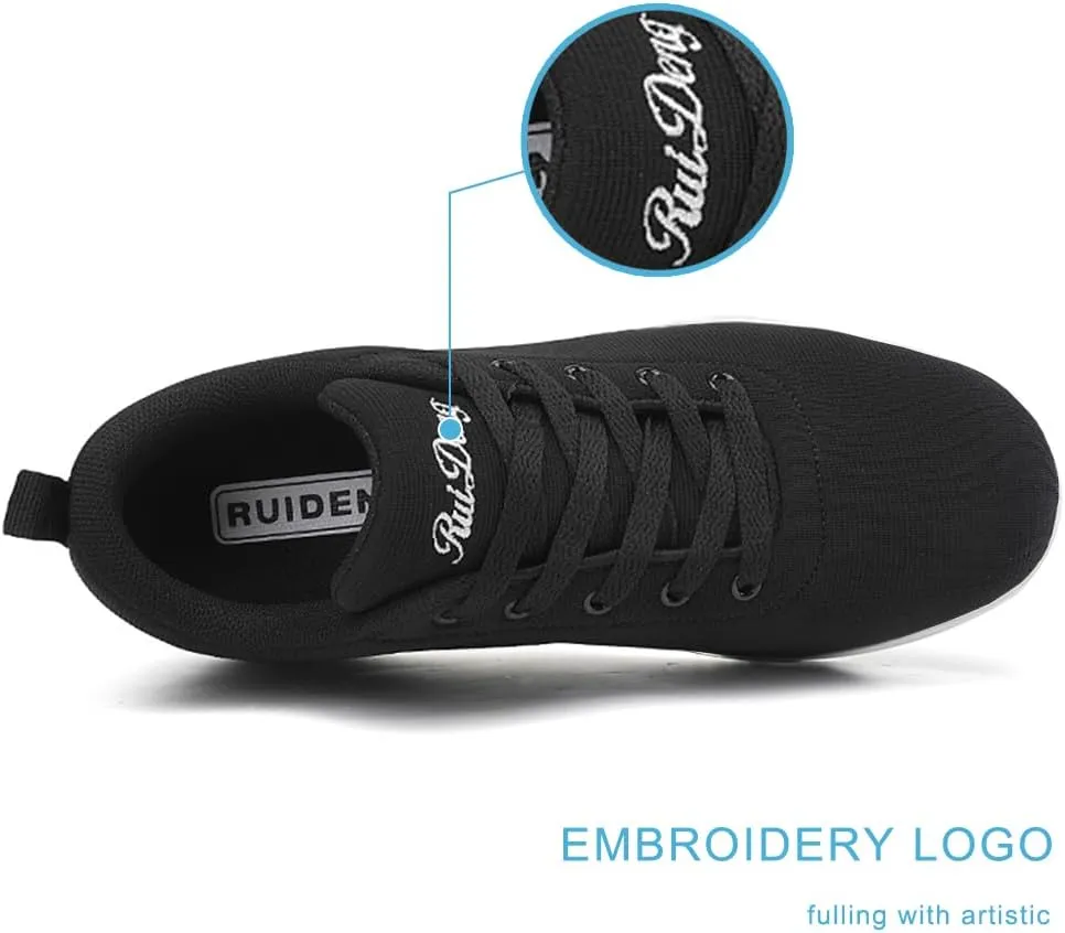 RUIDENG Platform Sneakers for Women Walking All Day | Slip Resistant Work Shoes for Women Comfortable | 2 Inch Thick Wedge Rocker Bottom