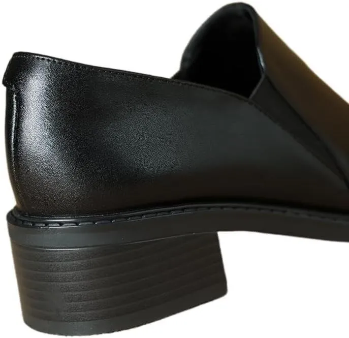 TinaCus Women's Genuine Handmade Retro Slip On Square Toe Chunky Heel Office Loafers Shoes