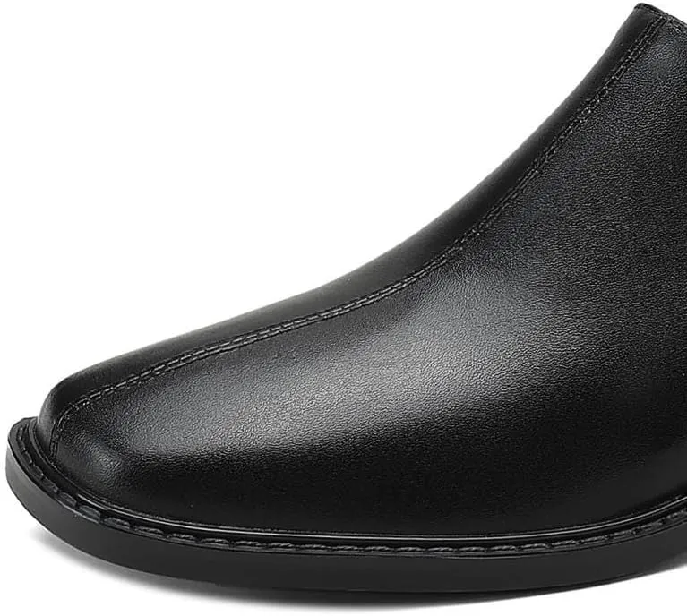 TinaCus Women's Genuine Handmade Retro Slip On Square Toe Chunky Heel Office Loafers Shoes