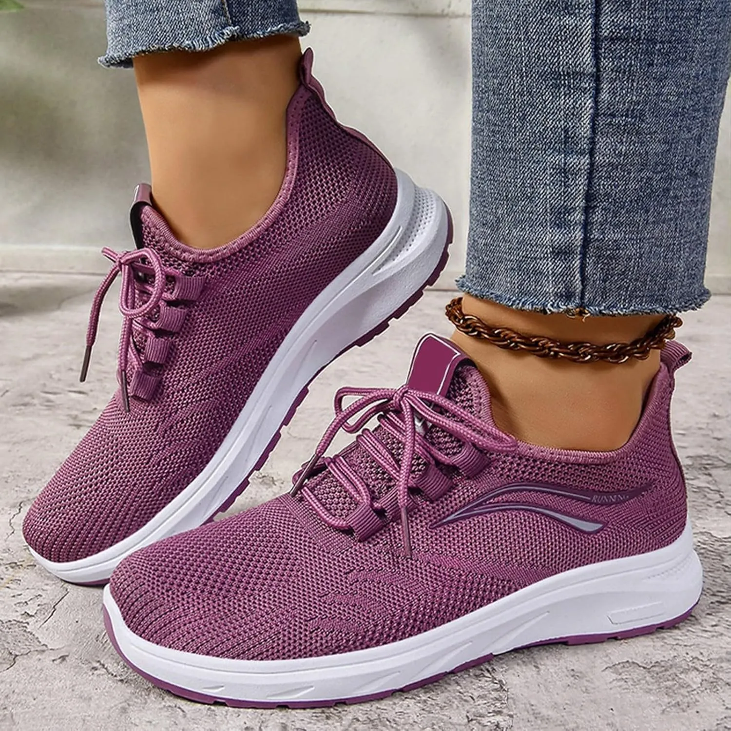 Trainers Women Running Gym Shoes Sports Training Walking Sneakers Ladies Breathable Lightweight Casual Trainers