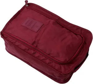 Travel Shoe Bags Foldable Waterproof Nylon With Zipper For Men & Women,Wine Red