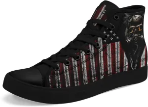 Unisex Flag High Tops Canvas Shoes Fashion Sneaker Lace Up Casual Trainers Flat Walking Shoes