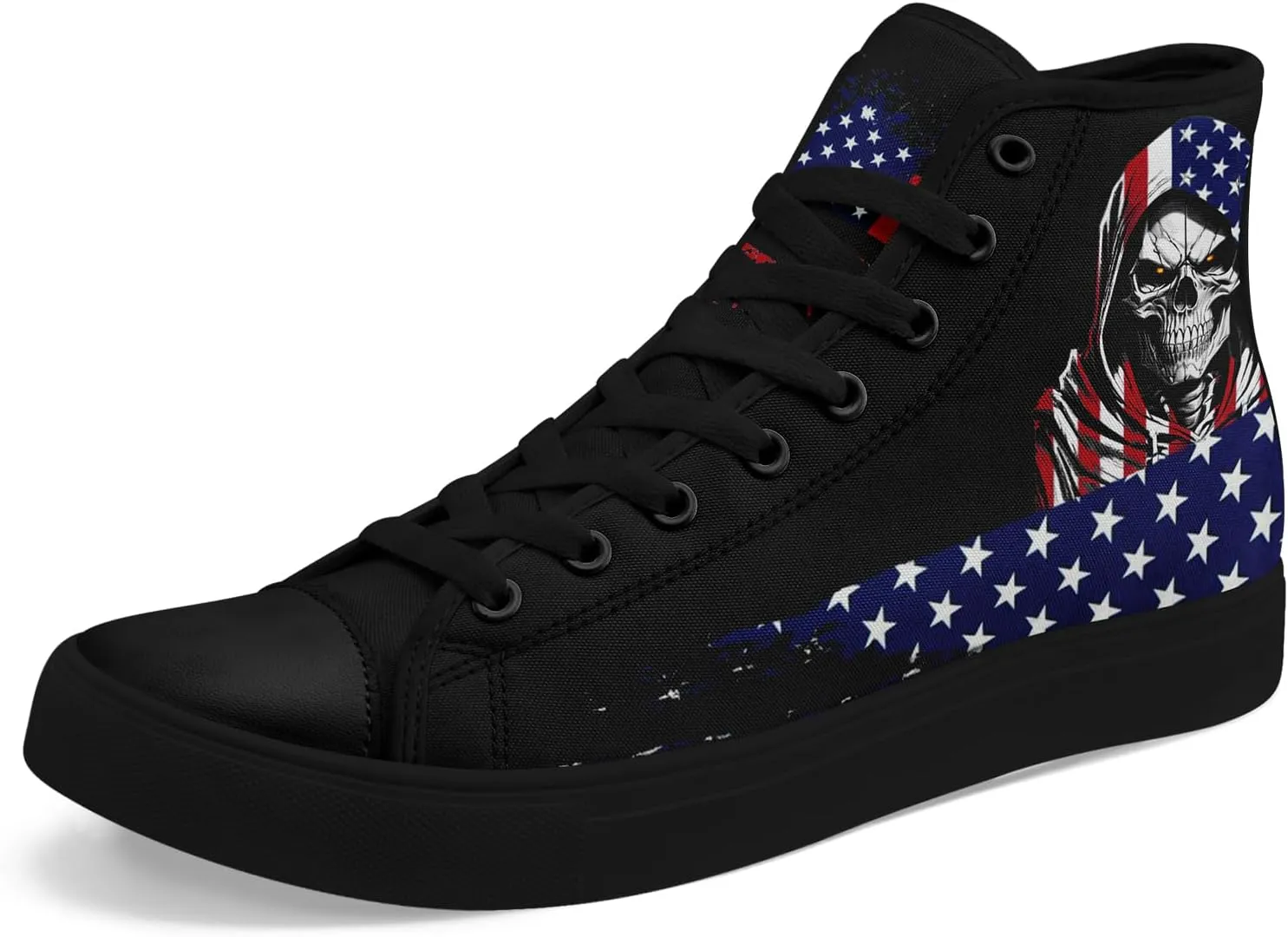 Unisex Flag High Tops Canvas Shoes Fashion Sneaker Lace Up Casual Trainers Flat Walking Shoes