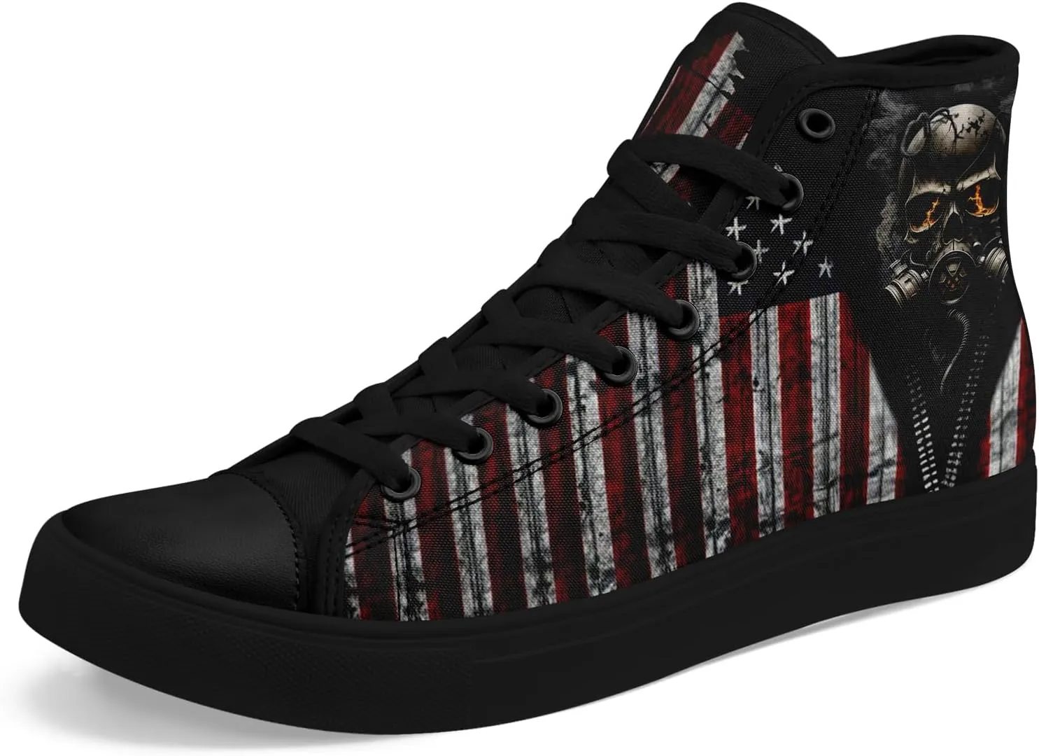 Unisex Flag High Tops Canvas Shoes Fashion Sneaker Lace Up Casual Trainers Flat Walking Shoes